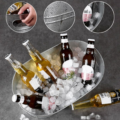 4 Pack Galvanized Tub 3.1 Gallon Ice Bucket Large Metal Drink Buckets for Parties Beer Beverage Tub with Carry Handles for Champagne Cocktails Wine Cooling for Mimosa Bar Supplies