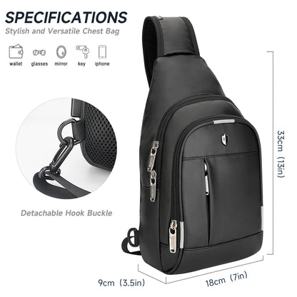 Crossbody Bag for Men, Sling Bag with USB Charging Port & Reflective Strips, Water-Resistant Shoulder Bag Fits Switch 2, Small Backpack Daypack for Travel, Hiking, Gym, Running, Daily Commute