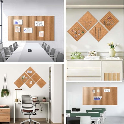 Large Cork Board for Office, 8 Pack Felt Wall Tiles with Slat Wall Paneling and Safe Removable Adhesive Tabs, Felt Bulletin Board Pin Board Cork Boards for Walls - Burnt Orange