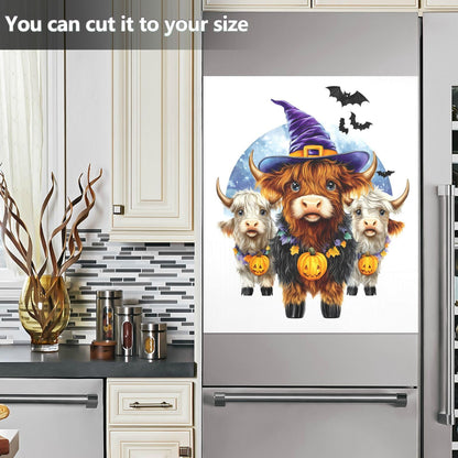 Dishwasher Magnet Cover Front Door Highland Cows Halloween Funny Decorative Refrigerator Covers Magnetic Sheet Sticker Wash Machine Fridge Panel Decal for Kitchen Appliance 23x26 in