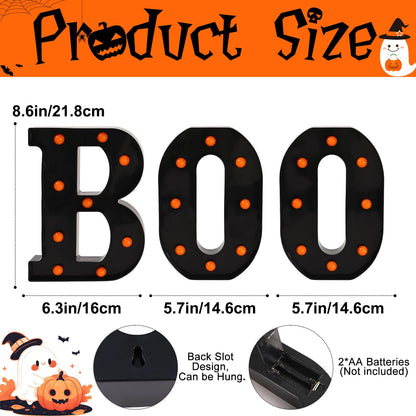 Halloween Decorations - 8.6" Large "BOO" Marquee Light Up Letters Light Up Sign Halloween Decor Indoor for Kitchen Bedroom Fireplace Mantel Party Holiday Display