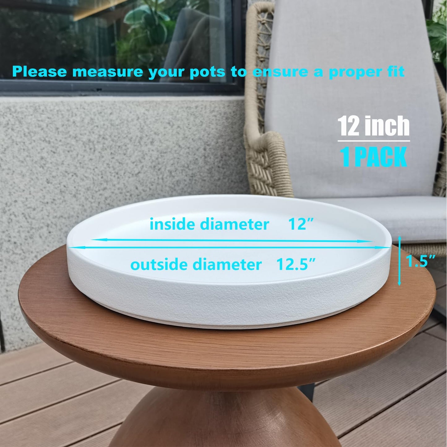 Fzfeiyy Plant Saucer for Indoors - 12 Inch Ceramic Plant Saucer Plant Water Catcher Tray Plant Pot Saucer Plant Drainage Tray, Durable Sturdy Flower Pot Saucers (Frosted White)
