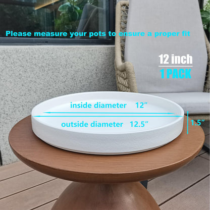 Fzfeiyy Plant Saucer for Indoors - 12 Inch Ceramic Plant Saucer Plant Water Catcher Tray Plant Pot Saucer Plant Drainage Tray, Durable Sturdy Flower Pot Saucers (Frosted White)