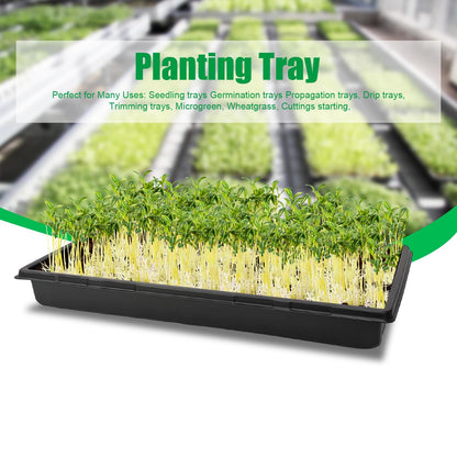 RooTrimmer 10 Pack 1020 Trays with 6.3inch High Humidity Domes, Thick and Heavy Duty Seed Starting Trays, Extra Strength Seed Starter Covers with 2 Adjustable Vents-