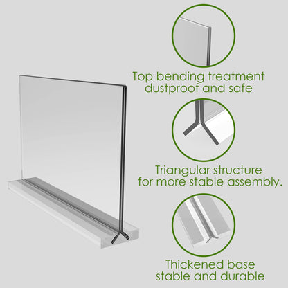 newnewshow Acrylic Sign Holder 8.5x5.5 Inch 3 Pack Horizontal T Shape Double-Sided Desktop Display Holder. (Optional 8.5x11 8.5x5.5 5x7 Horizontal and Vertical)
