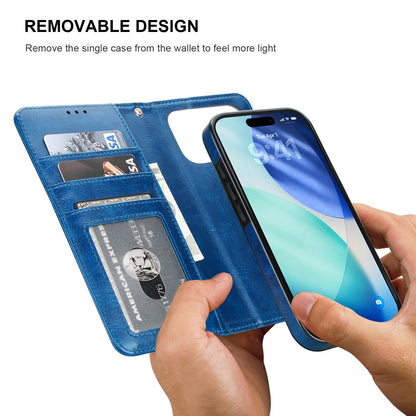Bocasal for iPhone 17 Pro Wallet Case Compatible with MagSafe Wireless Charging, RFID Blocking Magnetic Leather Case with Card Slots Holder Kickstand Detachable Wrist Strap 6.3 Inch (Blue)