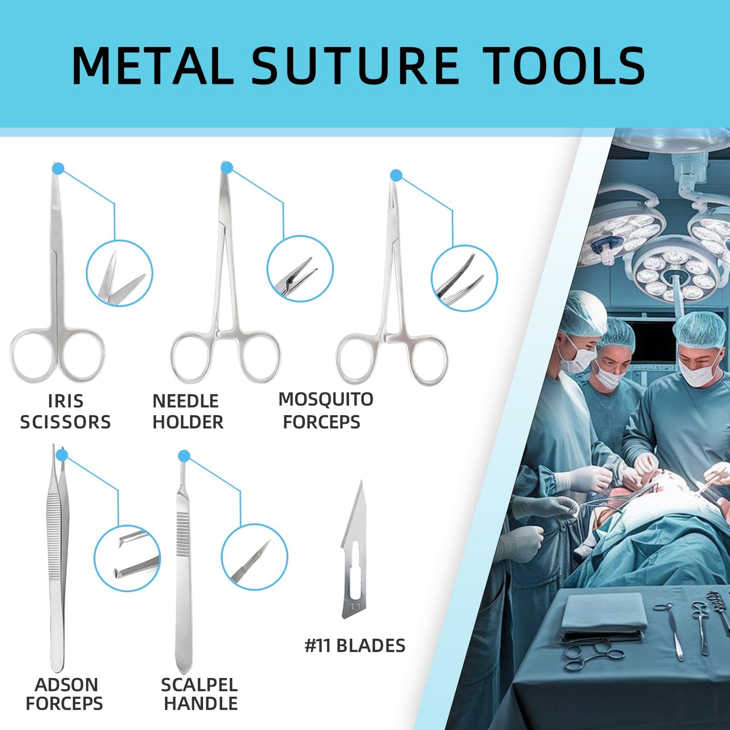 Suture Practice Kit for Medical Students, Silicone Pad Surgical Wound Suturing Practice, Supplies for Vet Nursing Students Simulation Surgical Suture Training Toolkit (Education Use Only)