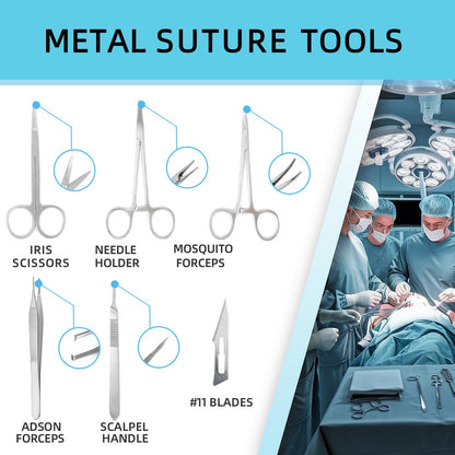 Suture Practice Kit for Medical Students, Silicone Pad Surgical Wound Suturing Practice, Supplies for Vet Nursing Students Simulation Surgical Suture Training Toolkit (Education Use Only)