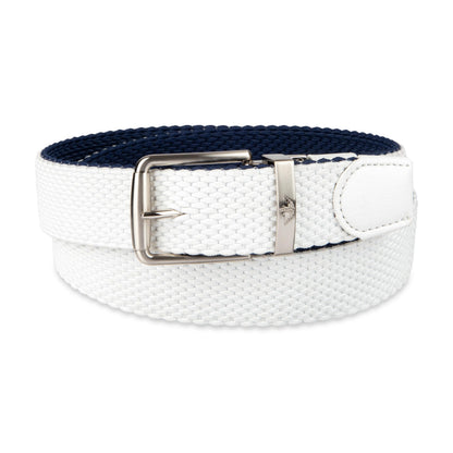 Dockers Men's Reversible Stretch Web Belt, White/Navy, X-Large