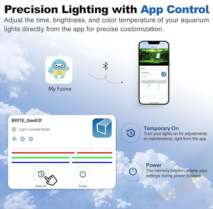 FZONE Aquarium Light for Plants, 24W LED Fish Tank Light for 18–24‘’, Full Spectrum with APP Control, Timer & Sunrise/Sunset (Light 45)
