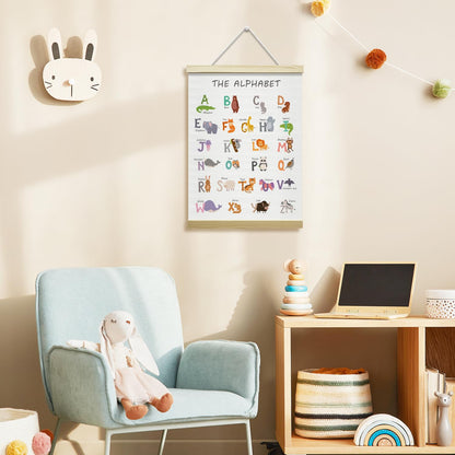 Nopoben Playroom Rules Poster Hanger Frame, Playroom Wall Art With Wooden Poster Hanger, Play Room Wall Decor, Classroom Kids Room Nursery Bedroom Decor(12x16 Inches)-22