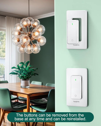 Remote Control Outlet, Buckle Design Removable Wireless Wall Mounted Light Switch, 300 ft 15A 1500W, No Wiring Electrical Remote Outlet for Appliance