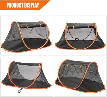 Portable Cat Mesh Tent Pet Cage,Pop Up Crate,Foldable Kennel,Indoor,Outdoor,Comfy Puppy House-Washable Fabric for Small Animals with 2 Cat Toys, Carry Bag & 2 Stakes