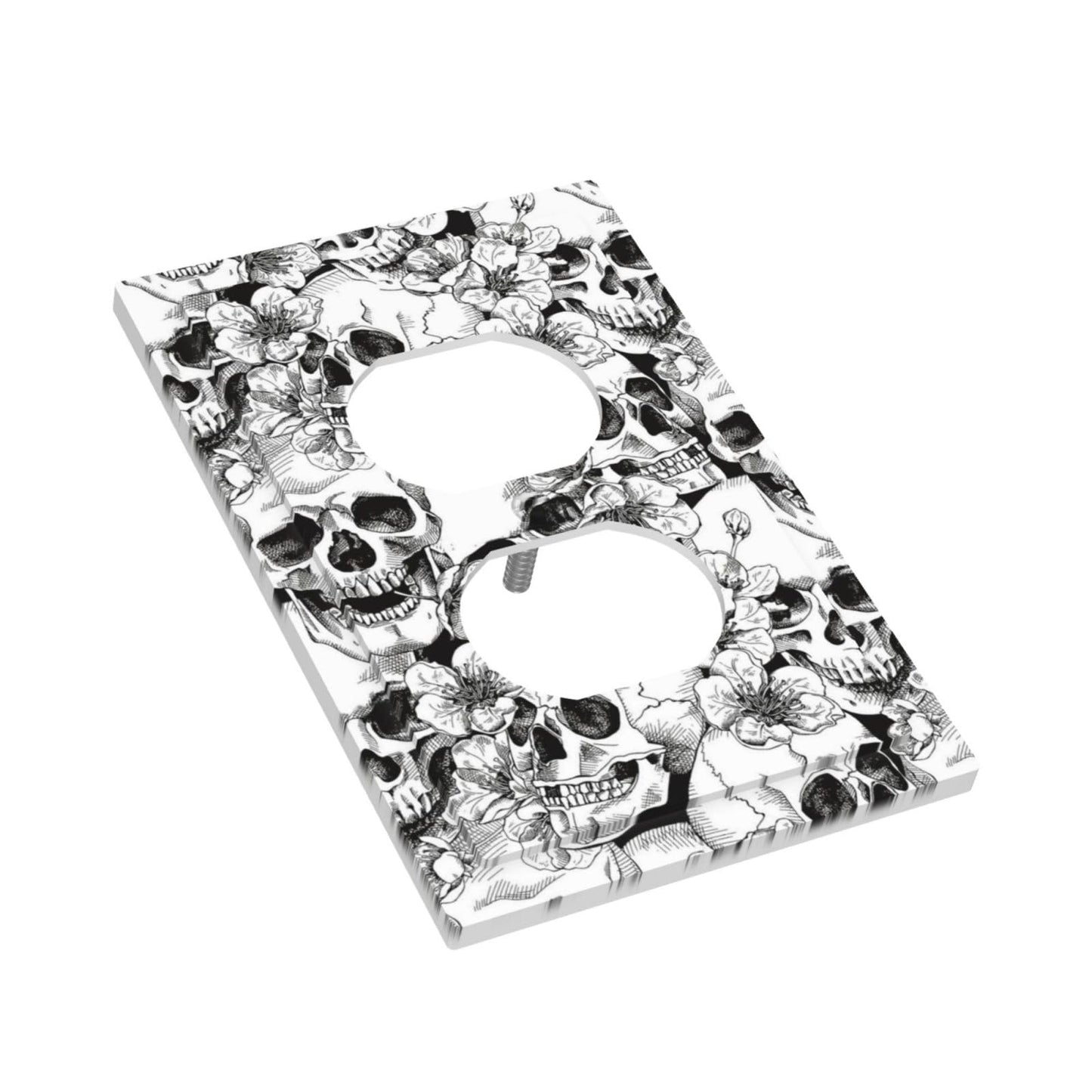Gothic Skull Floral Skeleton Decorative 1 Gang Receptacle Outlet Cover Electrical Duplex Wall Plate Single Duplex Wall Plate Light Switch Cover
