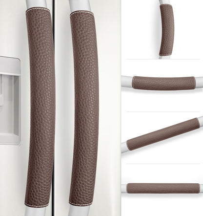 Rikzor Refrigerator Handle Covers, 6 PCS, Adjustable Appliance Handle Covers, Keep Your Kitchen Clean, Microwave Oven Stove Dishwasher Handle Protector, Non Slip Fridge Handle Cover (Dark Brown)