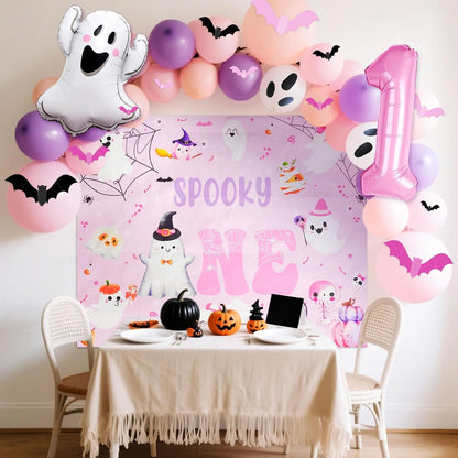 Pink The Spooky One Party Decor Halloween First Boo Day Balloons Ghost Boo Balloons for Pink Halloween Girl First Birthday Party Decorations