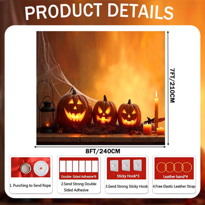 TTCHANG Halloween Garage Door Cover 8 x 7FT Pumpkins Hanging Backdrop Door Banner Halloween Decorations for Home Outdoor Indoor Holiday Party Wall Window Patio Yard