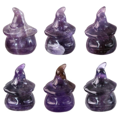 mookaitedecor Set of 2 Hand Carved Crystal Pumpkin Ghost Figurine, Mini Pocket Stone Statue Pumpkin Sculpture for Halloween Party Tabletop Decoration, Amethyst