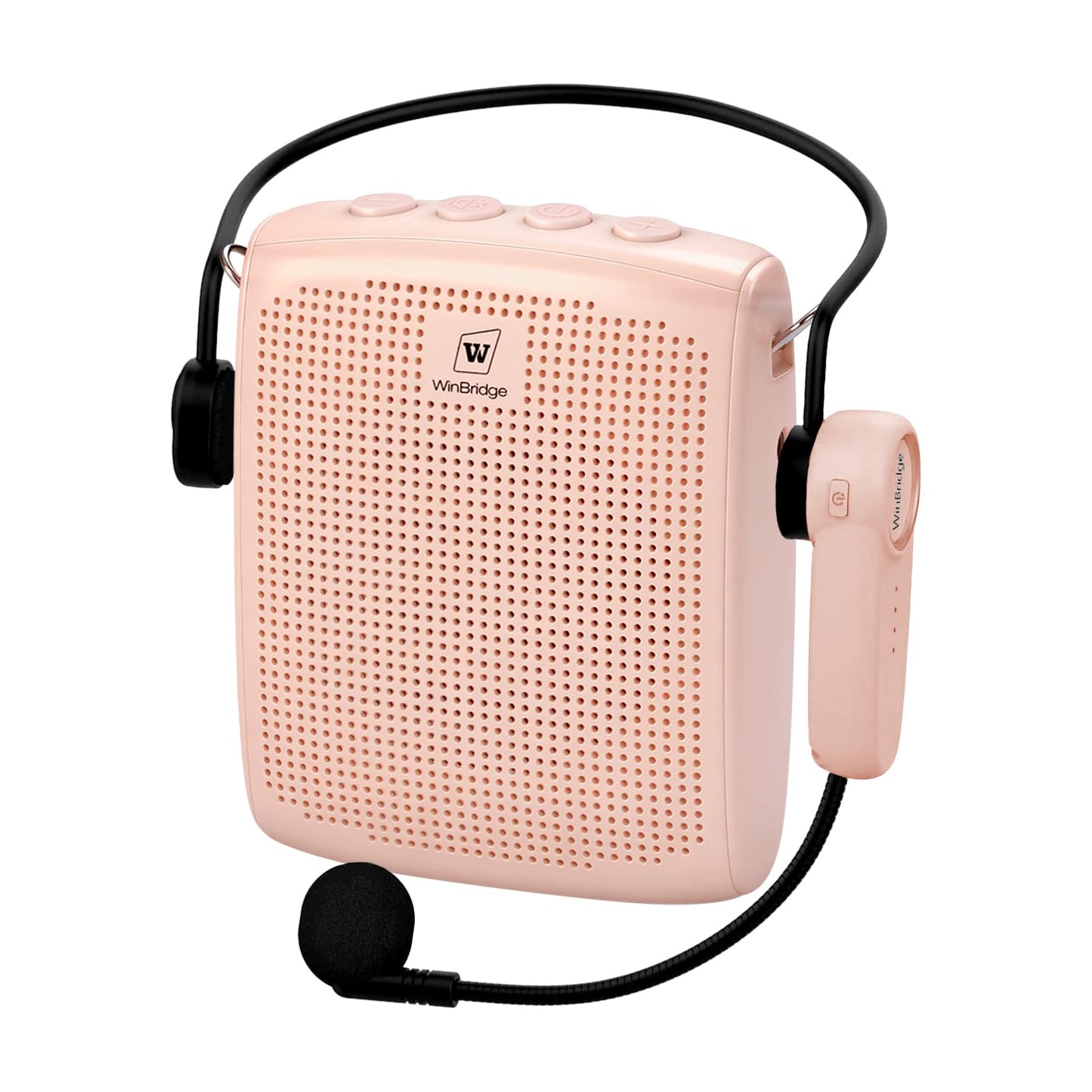WinBridge Voice Amplifier with Bluetooth, Portable Speaker and Microphone Set, Wireless Mic Headset Speaker for Teachers, Tour Guide, Publick Speaking, Fitness Instructors, Features Mute, WB002 Pink