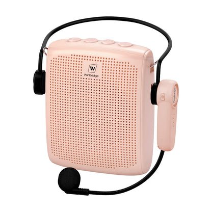 WinBridge Voice Amplifier with Bluetooth, Portable Speaker and Microphone Set, Wireless Mic Headset Speaker for Teachers, Tour Guide, Publick Speaking, Fitness Instructors, Features Mute, WB002 Pink