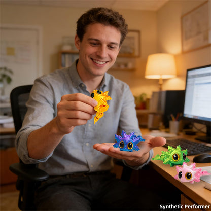 3D Printed Magnetic Axolotl Animals - 4PCS Articulated Salamander Toys for Adults, Decorative for Home, Office, Kitchen，Refrigerator, Metal Surfaces, Stocking Stuffers Bulk, Birthday Party Halloween