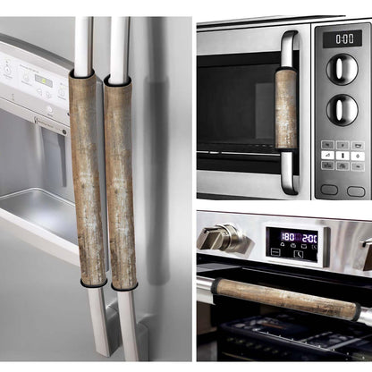 MCALK 4 Pc Brown Kitchen Handle Covers Set, Dark Brown Refrigerator & Microwave Handle Covers, Suitable for Ovens and Dishwashers, Washable, Durable, Anti-Slip, Abstract Art Decor