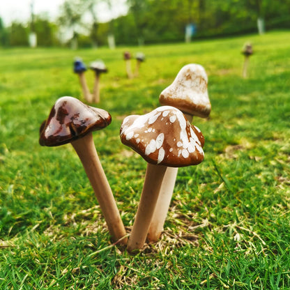 8PCS Ceramic Mushroom Garden Pot Decoration Mushroom Figurine Indoor and Outdoor Flowerpot Decoration Lawn Tree Ornaments Pottery