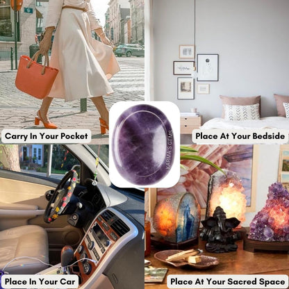 Amethyst - Rubbing Natural Thumb Worry Stone - Hold in Your Hand for Relaxation or Anxiety Relief - Enhance Meditation, Aid in Healing the Mind, Body and Spirit
