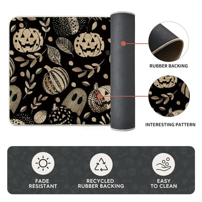 Artoid Mode Ghosts Boo Pumpkin Leave Halloween Kitchen Mats Set of 2, Low-Profile Home Decor Kitchen Rugs for Floor - 17x29 and 17x47 Inch