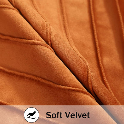 Tosleo Burnt Orange Velvet Throw Pillow Covers 16x16 Pack of 2 with Gold Leather Christmas Decorative Couch Pillowcases Luxury Modern Soft Pillow Cover for Fall Autumn Halloween Thanksgiving Decor