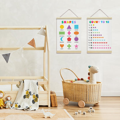 rizotus Numbers Shapes Poster Hanger Frame Set of 2, Educational Wall Art Posters for Kids Room, Hanger Frame for Classroom Toddler Nursery Playroom Bedroom Wall Decor, 12x16 Inch -B04