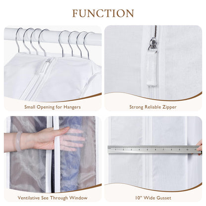 Univivi Premium Cotton Garment Bags for Hanging Clothes and Storage, 40 Inch Washable Suit Cover Bag with Extra Large 10" Gusset & Clear Window - Perfect for Suits, Coats, Jackets - 2 Pack