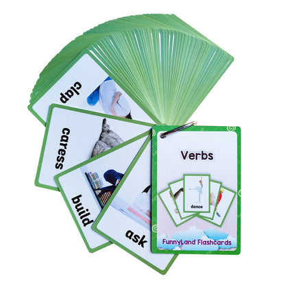 Lilias Verbs/Adjectives/Prepositions Flash Cards, English Words Pocket Card for Toddlers, Learning Toys, Supplies for Kindergarten Preschool, 3 Themes Set