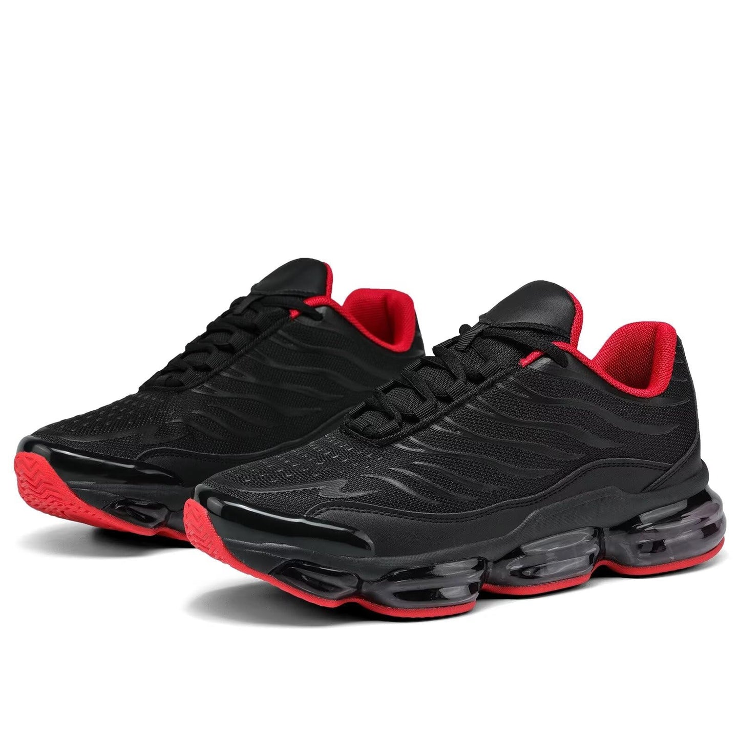 Men's Air Running Shoes Non Slip Workout Casual Sport Shoes for Men Basketball Sneakers Fashion Tennis Sport Fitness Cross Trainers Black/Red