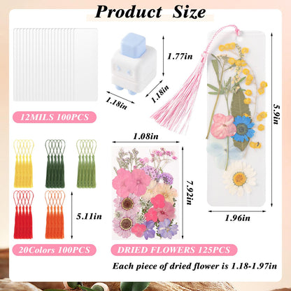 326Pcs Pressed Flower Bookmark Making Kit, DIY Bookmark Kit for Book Lover