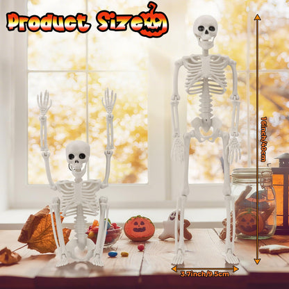 Crogift 6 PCS Skeletons for Halloween 16 Inches, Full Body Posable Hanging Skeleton with Movable Joints for Halloween Party Decor Indoor and Outdoor Spooky Scary Yard Lawn Garden Patio Haunted House