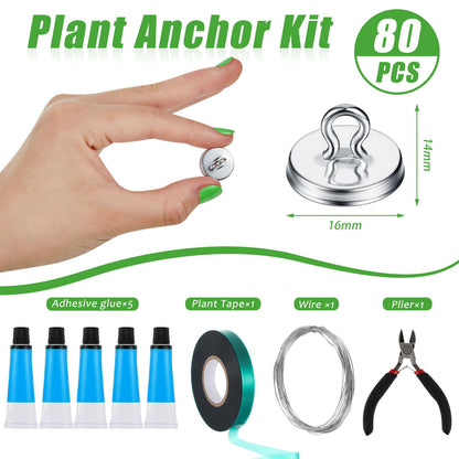 WILLBOND Plant Anchor Kit, 80 Pcs Vine Anchors 5 Pack Silicone Adhesive Sealant Garden Tie Tape Metal Wire Wire Cutters for Spring Trellis Vine and Stucco Brick Wall Climbing Plants Supplies(Silver)