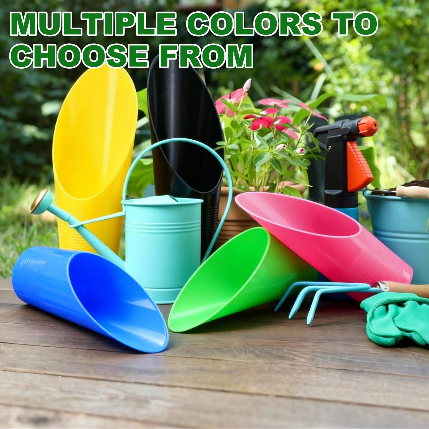 M METERXITY 18-Pack Bonsai Soil Scoops, Plastic Garden Soil Scoops Bucket Shovel Potting Scoopers for Transplanting/Flower Planting/Plant Succulent, Colorful Small Gardening Tools [Yellow]