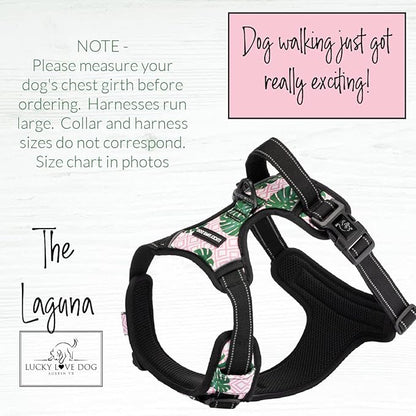 Lucky Love Dog No Pull Dog Harness, Adjustable and Easy to Walk, Cute Patterned Harness for Medium Male & Female Dogs - Laguna, Medium