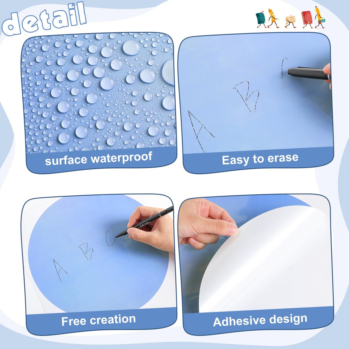 Lincia 24 Pack Colorful Dry Erase Dots Circles Spots for Classroom Table 10.5 Inch Removable Vinyl Desktop Stickers Spots Wall Decals for 100th Day of School Teacher Students Home (Blue Colors)