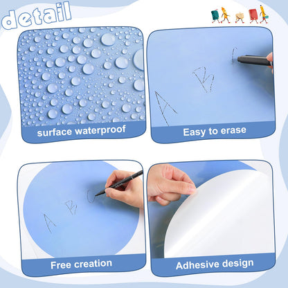 Lincia 24 Pack Colorful Dry Erase Dots Circles Spots for Classroom Table 10.5 Inch Removable Vinyl Desktop Stickers Spots Wall Decals for 100th Day of School Teacher Students Home (Blue Colors)