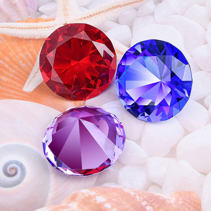 Hiziwimi 60mm Large Crystal Diamond Paperweight with Stand Jewels Wedding Decorations Centerpieces Home Decor (2.36 in, Blue)