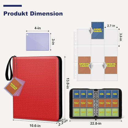 Mlikero Trading Card Binder, 9 Pocket Card Binder with Card Display Design, 720 Double Sided Pocket Collection Card Albums Fit for MTG, TCG, and Sports Cards(Red)