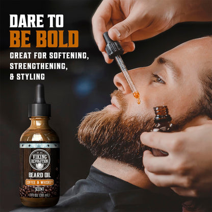 Viking Revolution Sandalwood Beard Oil for Men - Natural Mens Beard Oil with Argan Oil and Jojoba Oil - Beard Softener, Strengthens and Moisturizes - Beard Conditioner for Men (Sandalwood, 1 Pack)