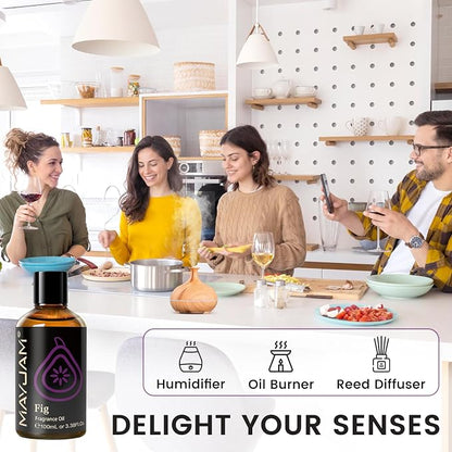 MAYJAM 100ML/3.38FL.OZ Fig Fragrance Oils with Glass Dropper, Essential Oils for Diffusers for Home, Long Lasting Scented Oils for Diffusers Soap Candle Making