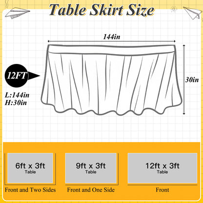 AKAIXI 12FT Black and White Composition Table Skirt Ruffle Teacher Desk Skirts for Classroom Decorations Table Cover Skirt for Kidney Shaped Desk Party Supplies Kindergarten Office Bookcase Cabinet