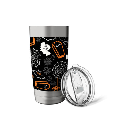Ghost Spider Web Black Halloween Travel Cup Bottle Spooky Stainless Steel Insulated Tumbler