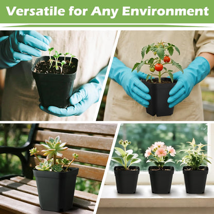 RooTrimmer Square Nursery pots 4 Inches 60Pcs, Seedling Plastic Seeds propogation Growing Pots (Black,4Inches,60Pcs)