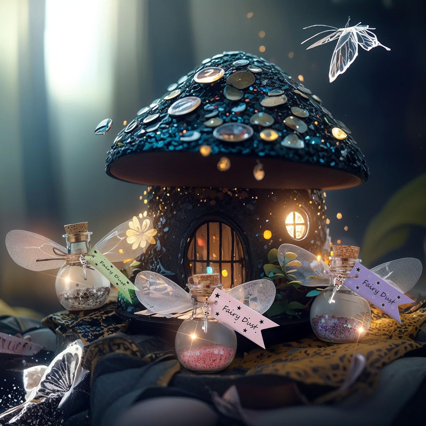 Jinei 262 Pieces Mystery Potion Craft Kit with 36 Magic Witch Potion Bottles Fairy Wing DIY Magic Fairy Bottle Set for Halloween Decorations Birthday Creative Gift Filling Supplies