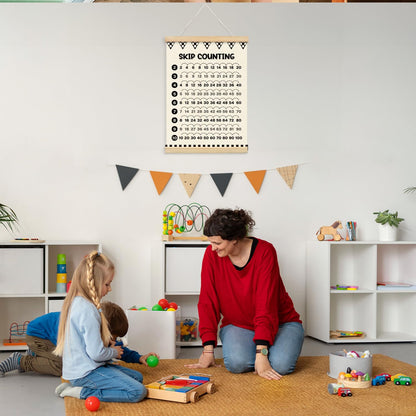 Multiplication Chart Homeschool Organization Math Posters,Car Checkered Skip Counting Chart Educational Math Wooden Poster Hanger, Times Table Charts, Educational For Homeschool Grade School Classroom Preschool Kindergarten Posters Hanger Frame